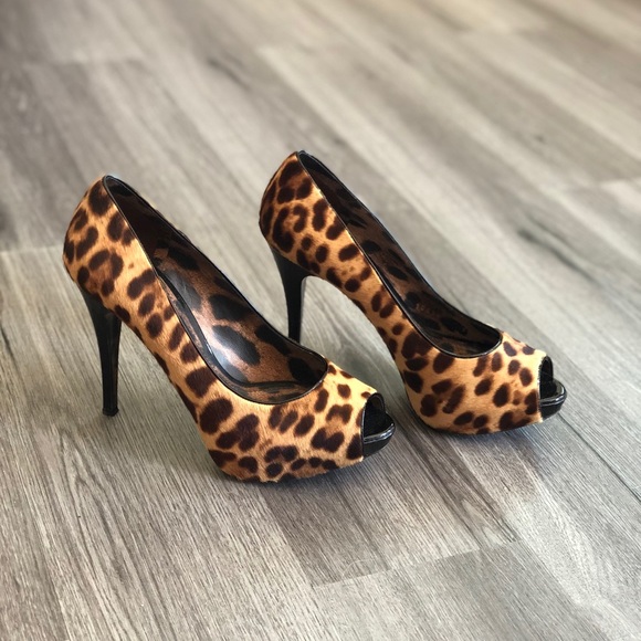 Dolce & Gabbana Shoes - Dolce & Gabbana Leopard Pony Hair Peep Toe Heels